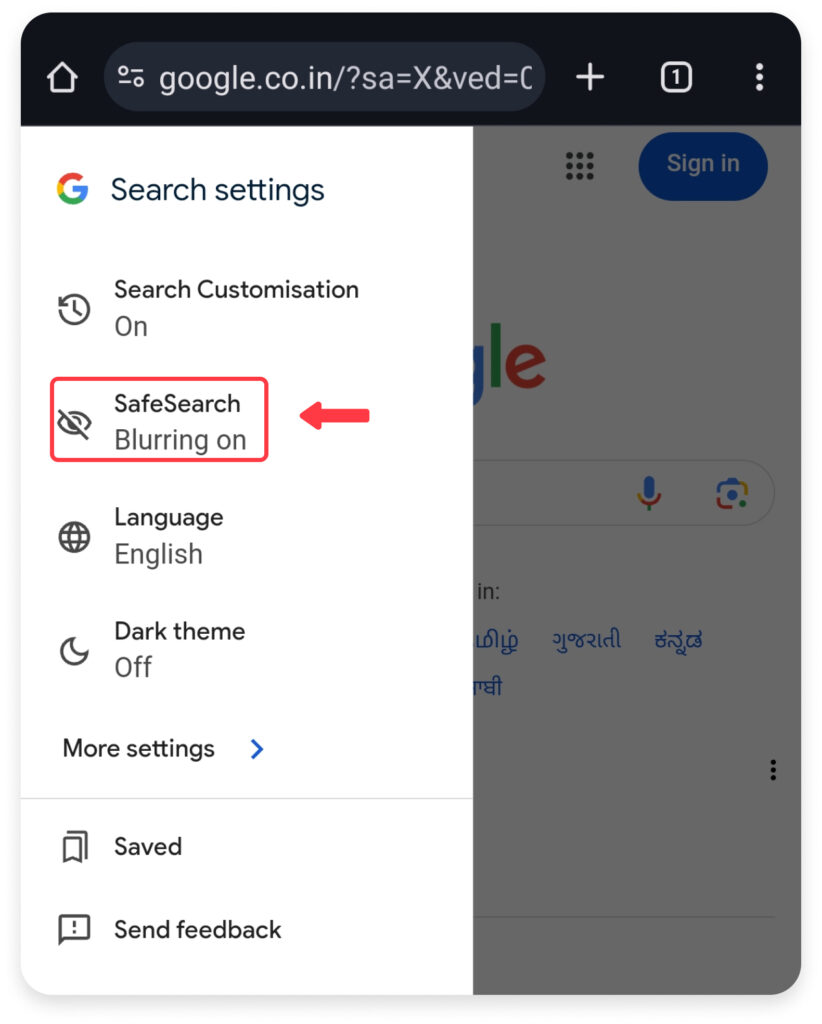 How to set up Google SafeSearch in phone