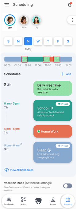 Personalized Schedules on Mobicip